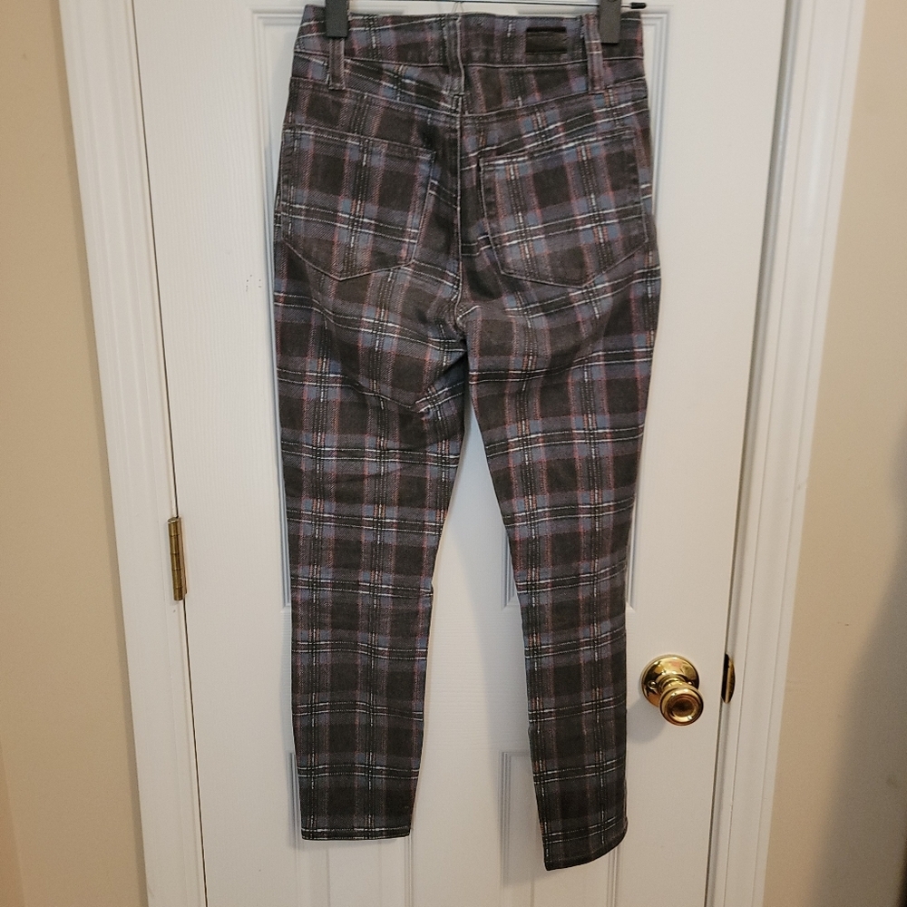 PAIGE Hoxton Ankle Petite Black Atlantic Tartan Plaid Jeans Size 24 - Picture 3 of 6